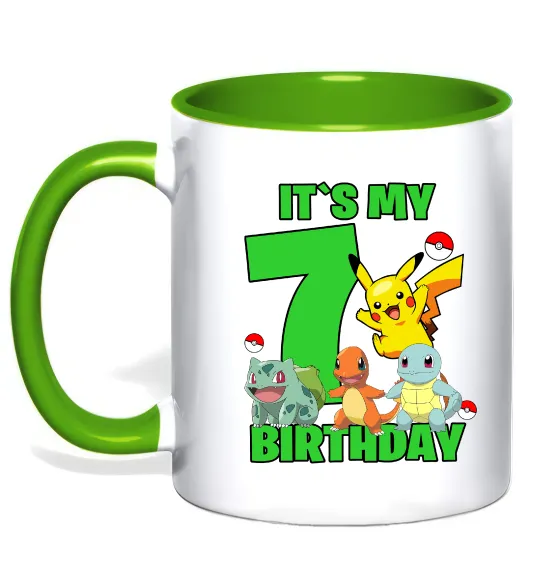Чашка с цветной ручкой Pokemon birthday 7 Лаймовый фото