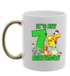 Чашка с цветной ручкой Pokemon birthday 7 Золото фото