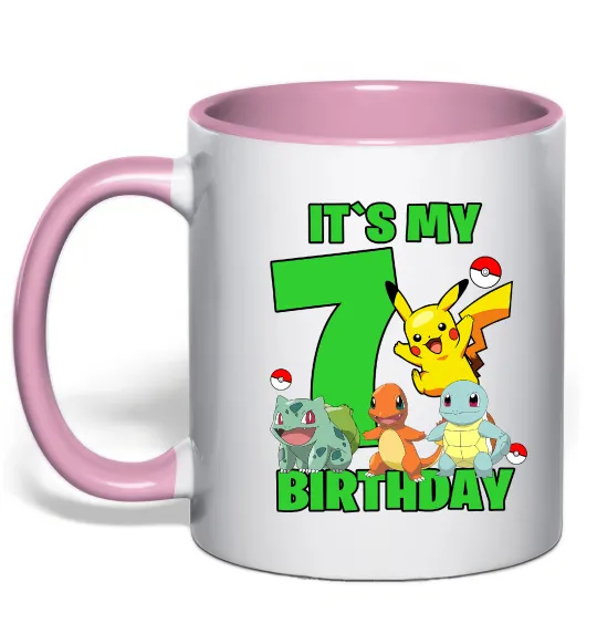 Чашка с цветной ручкой Pokemon birthday 7 Нежно розовый фото