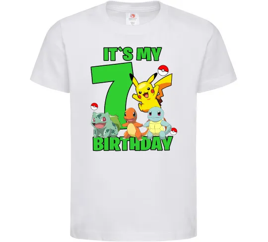 Детская футболка Pokemon birthday 7 Белый фото