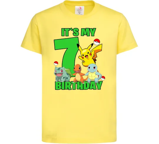 Детская футболка Pokemon birthday 7 Лимонный фото