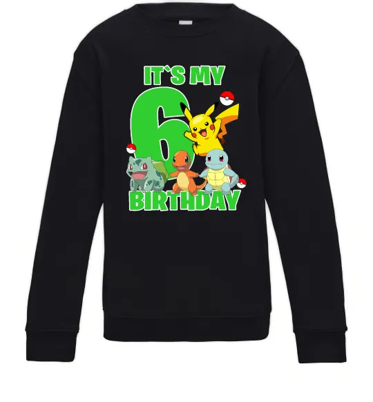Детский Свитшот Pokemon birthday 6 Черный фото