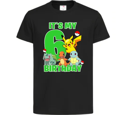 Детская футболка Pokemon birthday 6 Черный фото