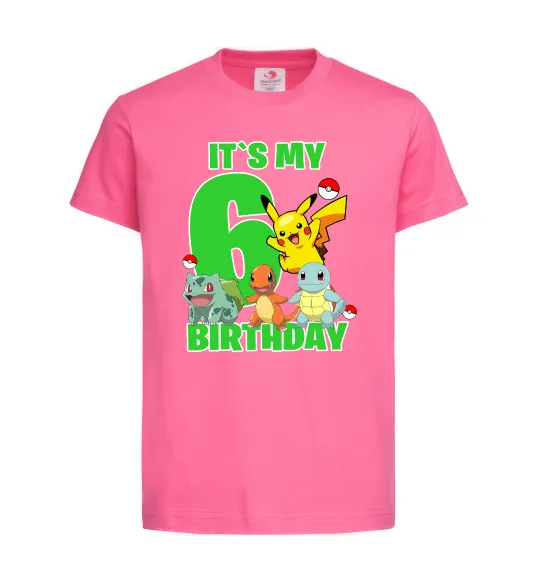 Дитяча футболка Pokemon birthday 6 Яскраво-рожевий фото
