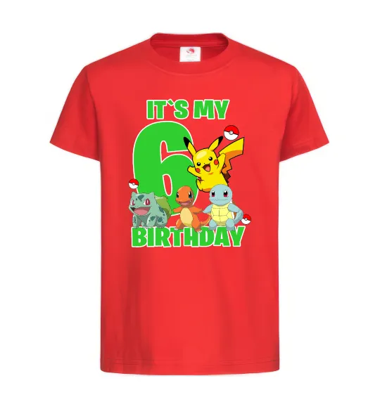 Дитяча футболка Pokemon birthday 6 Червоний фото