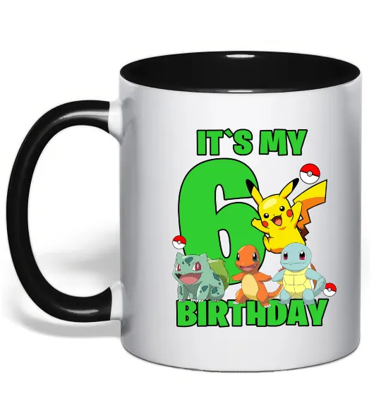 Чашка с цветной ручкой Pokemon birthday 6 Черный фото