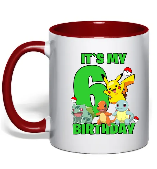 Чашка с цветной ручкой Pokemon birthday 6 Красный фото