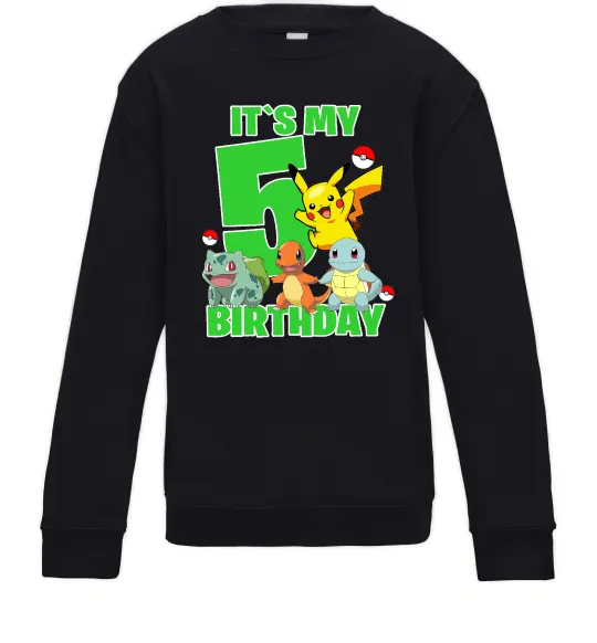 Детский Свитшот Pokemon birthday 5 Черный фото