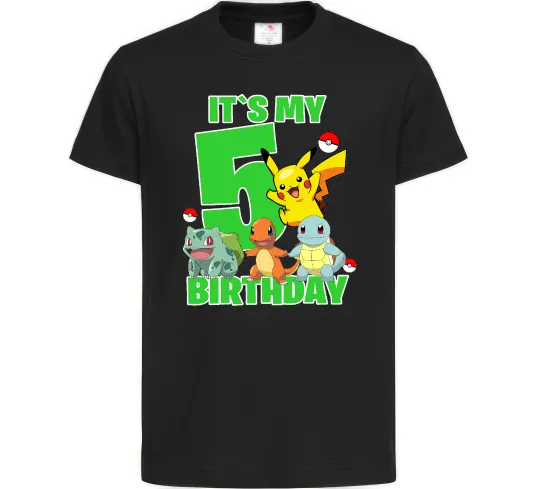 Дитяча футболка Pokemon birthday 5 Чорний фото