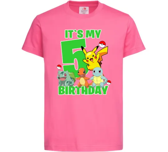Дитяча футболка Pokemon birthday 5 Яскраво-рожевий фото