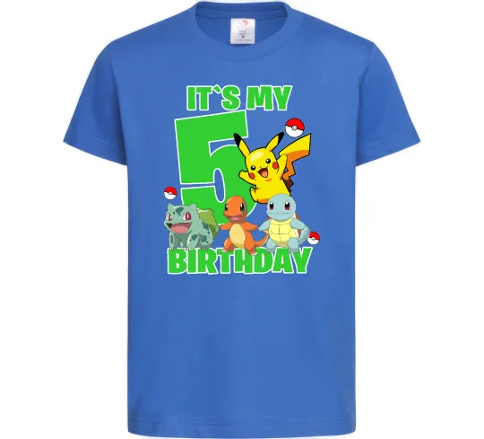 Дитяча футболка Pokemon birthday 5 Яскраво-синій фото