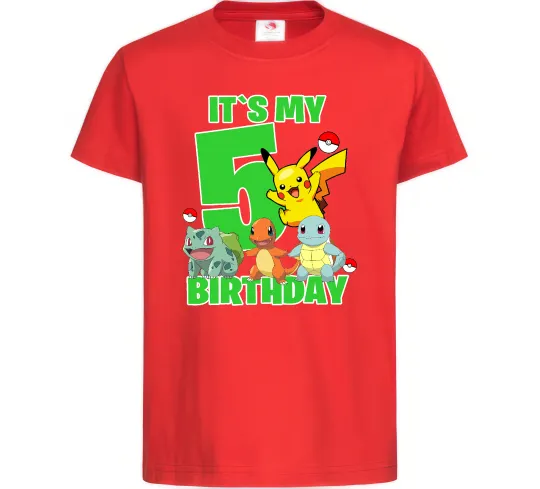 Дитяча футболка Pokemon birthday 5 Червоний фото
