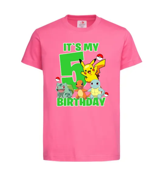 Детская футболка Pokemon birthday 5 Ярко-розовый фото