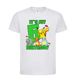 Детская футболка Pokemon birthday 5 Белый фото