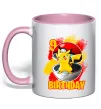 Чашка с цветной ручкой Пікачу День народження 9 Нежно розовый фото