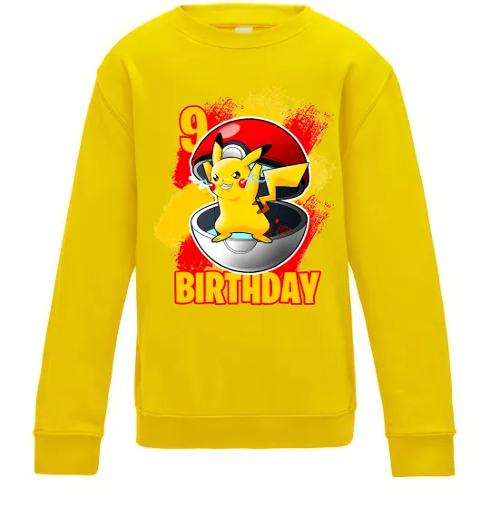 Детский Свитшот Пікачу День народження 9 Солнечно желтый фото