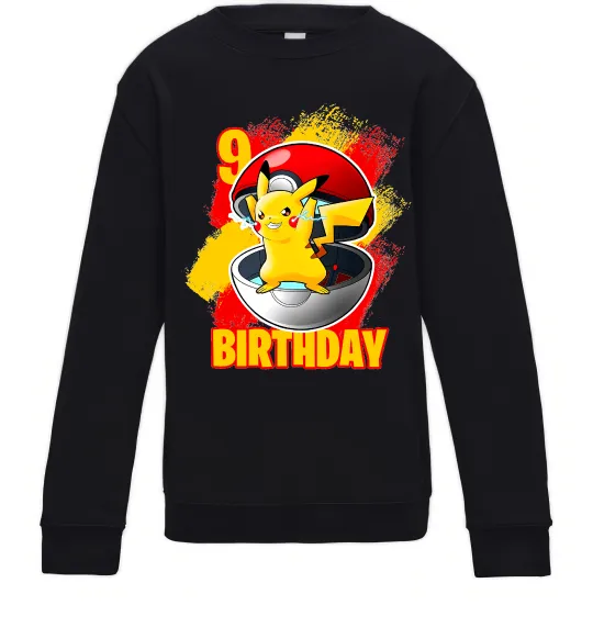 Детский Свитшот Пікачу День народження 9 Черный фото