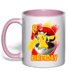 Чашка с цветной ручкой Пікачу День народження 8 Нежно розовый фото
