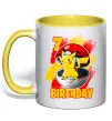 Чашка с цветной ручкой Пікачу День Народження 7 Лимонный фото