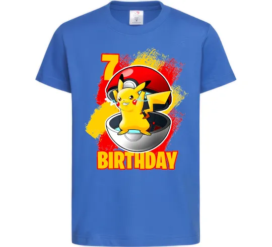 Детская футболка Пікачу День Народження 7 Ярко-синий фото
