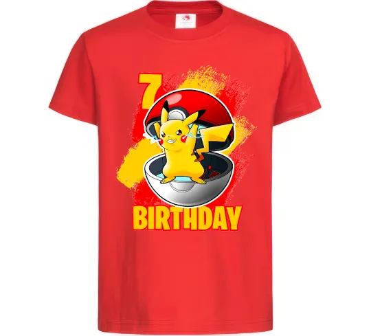 Детская футболка Пікачу День Народження 7 Красный фото