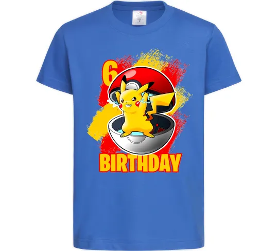 Детская футболка Пікачу День Народження 6 Ярко-синий фото