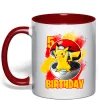 Чашка с цветной ручкой Пікачу День народження 5 Красный фото