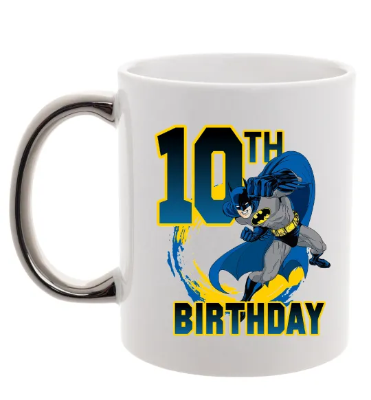 Чашка с цветной ручкой Batman Birthday 10 Серебро фото