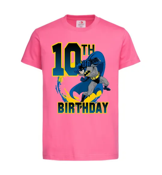 Дитяча футболка Batman Birthday 10 Яскраво-рожевий фото