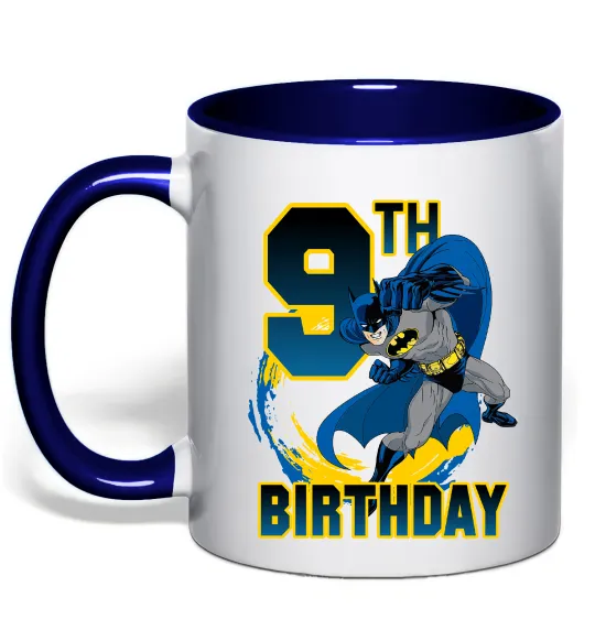 Чашка с цветной ручкой Batman birthday 9 Глубокий темно-синий фото