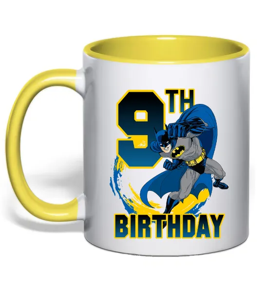 Чашка с цветной ручкой Batman birthday 9 Лимонный фото