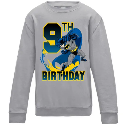 Детский Свитшот Batman birthday 9 Серый меланж фото