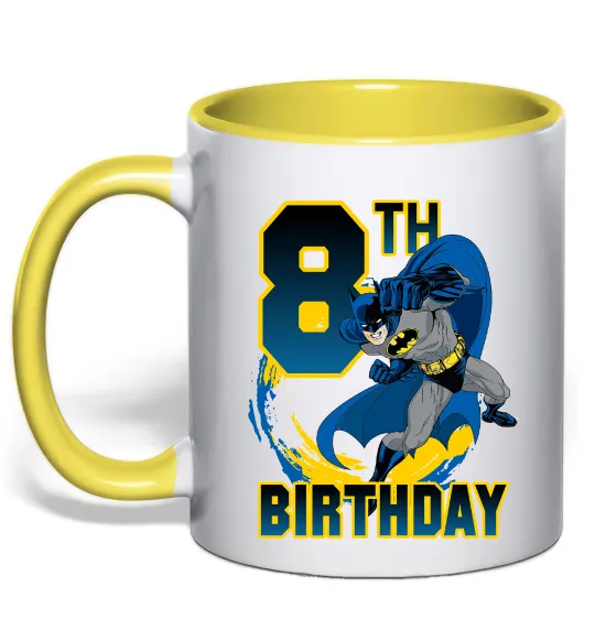Чашка с цветной ручкой Batman birthday 8 Лимонный фото