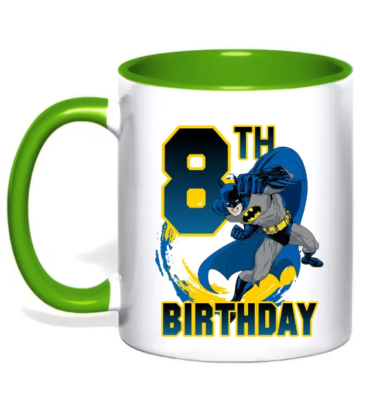 Чашка с цветной ручкой Batman birthday 8 Лаймовый фото