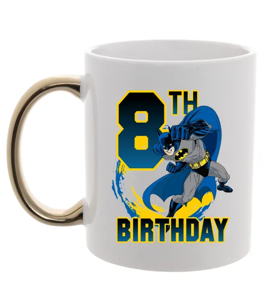 Чашка с цветной ручкой Batman birthday 8 Золото фото