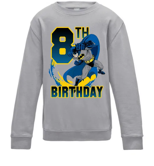 Детский Свитшот Batman birthday 8 Серый меланж фото