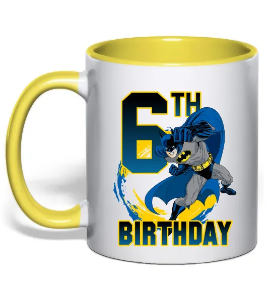 Чашка с цветной ручкой Batman birthday 6 Лимонный фото