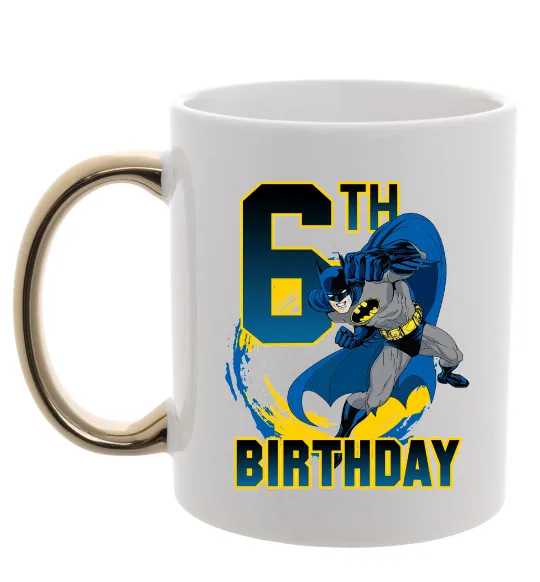 Чашка с цветной ручкой Batman birthday 6 Золото фото