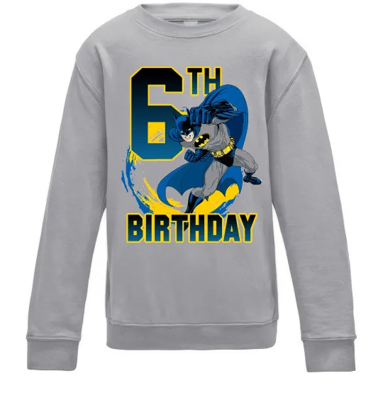 Детский Свитшот Batman birthday 6 Серый меланж фото