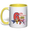 Чашка с цветной ручкой Super wings birthday 6 Лимонный фото