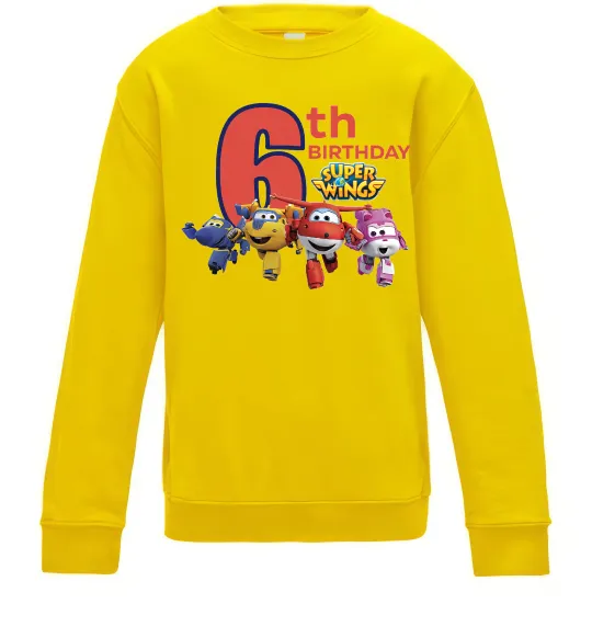 Детский Свитшот Super wings birthday 6 Солнечно желтый фото