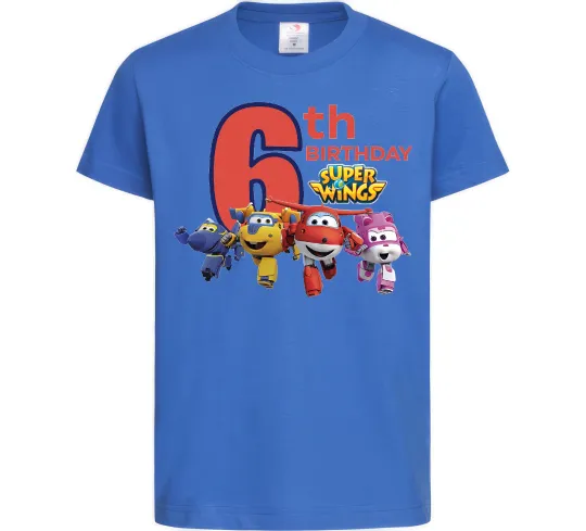 Детская футболка Super wings birthday 6 Ярко-синий фото