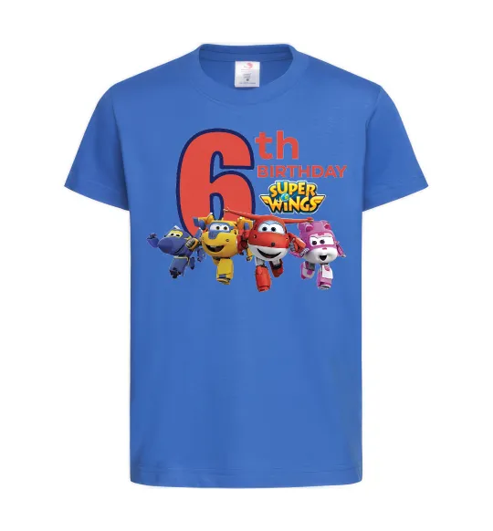Детская футболка Super wings birthday 6 Ярко-синий фото