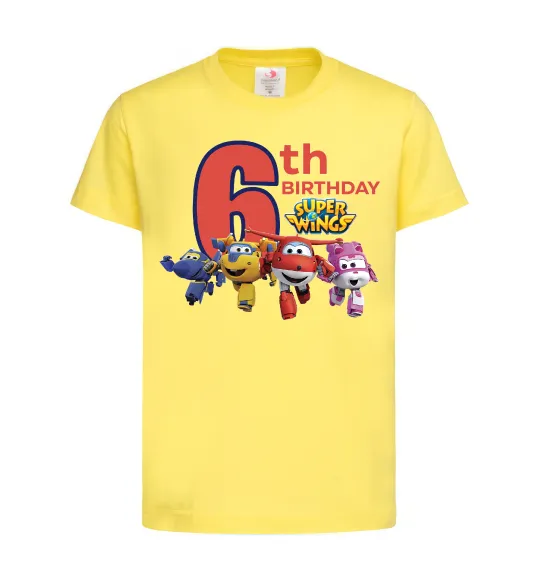 Детская футболка Super wings birthday 6 Лимонный фото