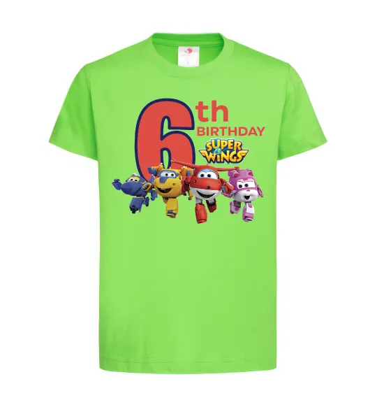 Детская футболка Super wings birthday 6 Лаймовый фото