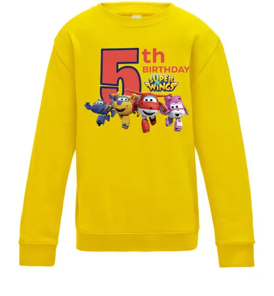 Детский Свитшот Super wings birthday 5 Солнечно желтый фото