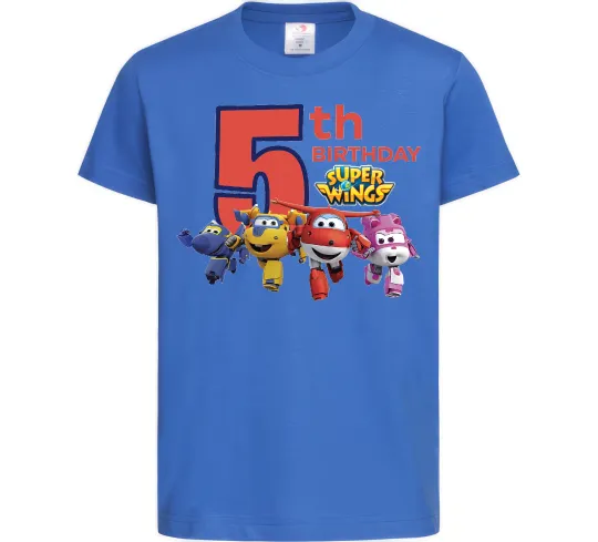 Детская футболка Super wings birthday 5 Ярко-синий фото