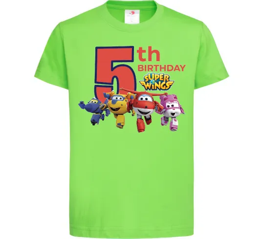 Детская футболка Super wings birthday 5 Лаймовый фото