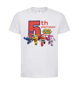 Детская футболка Super wings birthday 5 Белый фото