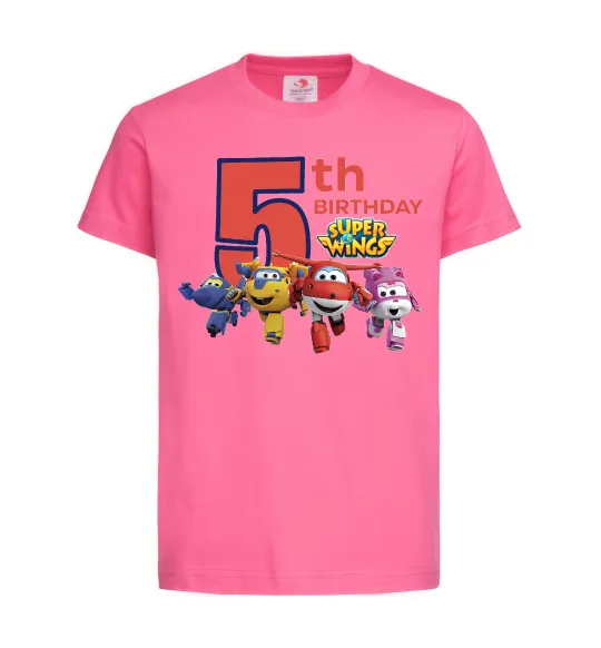 Детская футболка Super wings birthday 5 Ярко-розовый фото